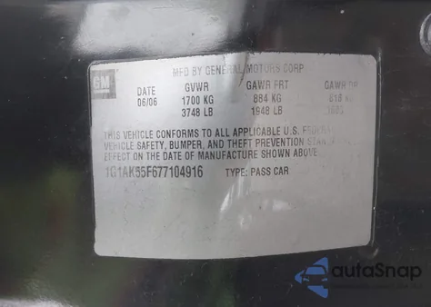 2007 Chevrolet Cobalt Ls z USA, uszkodzony, nr VIN 1G1AK55F677104916